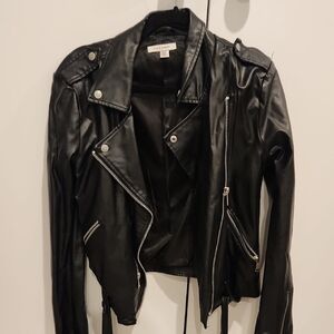 Black Vegan Leather Moto Jacket